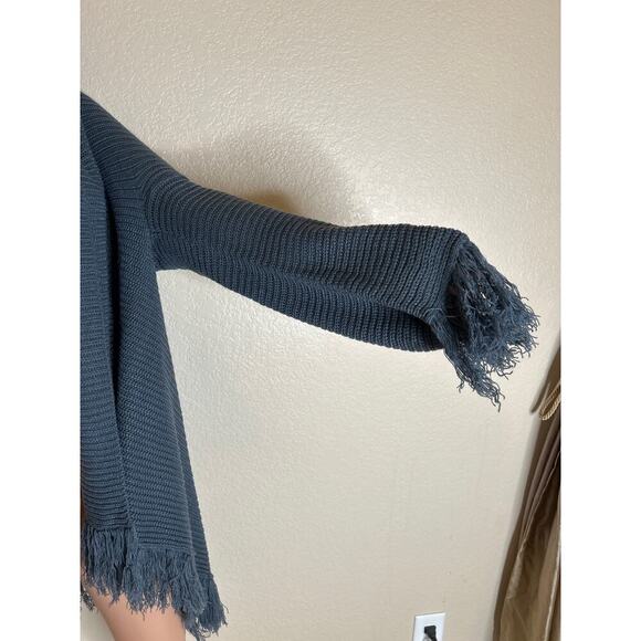 Umgee cardigan sweater tasseled sleeves & hem steel green open front SZ MD - Picture 9 of 9